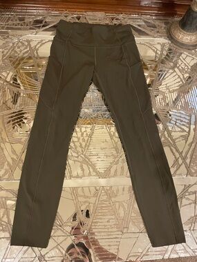 2 Pair Lulus- High Waisted Olive Green Performance Leggings and Tie Dyed pair